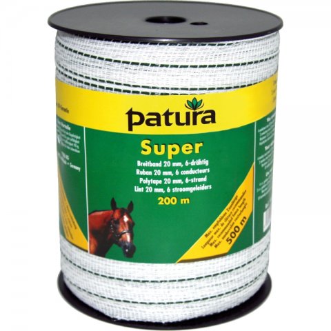 Patura super lint 20mm wit/groen, 200m rol