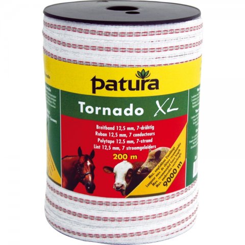 Patura tornado xl lint 12,5mm wit/rood 200m of 400m