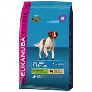 Eukanuba Mature 7+ Lam & Rijst Hondenvoer 2 x 12 kg + 200 gram Eukanuba Healthy Biscuits Senior gratis!