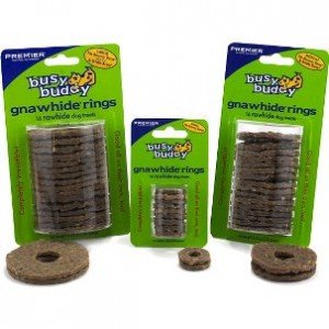 Busy Buddy Gnawhide Rings rawhide bacon voor de hond Small