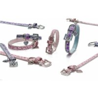 Luxo honden halsband chique roze en blauw - Roze 37 cm x 15 mm